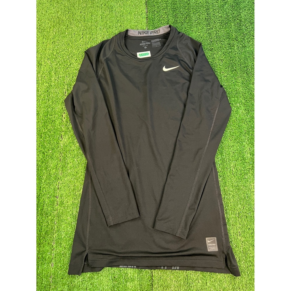 Nike Pro Men Black Dri-FIT Compression Long Sleeve Training Shirt Size Large